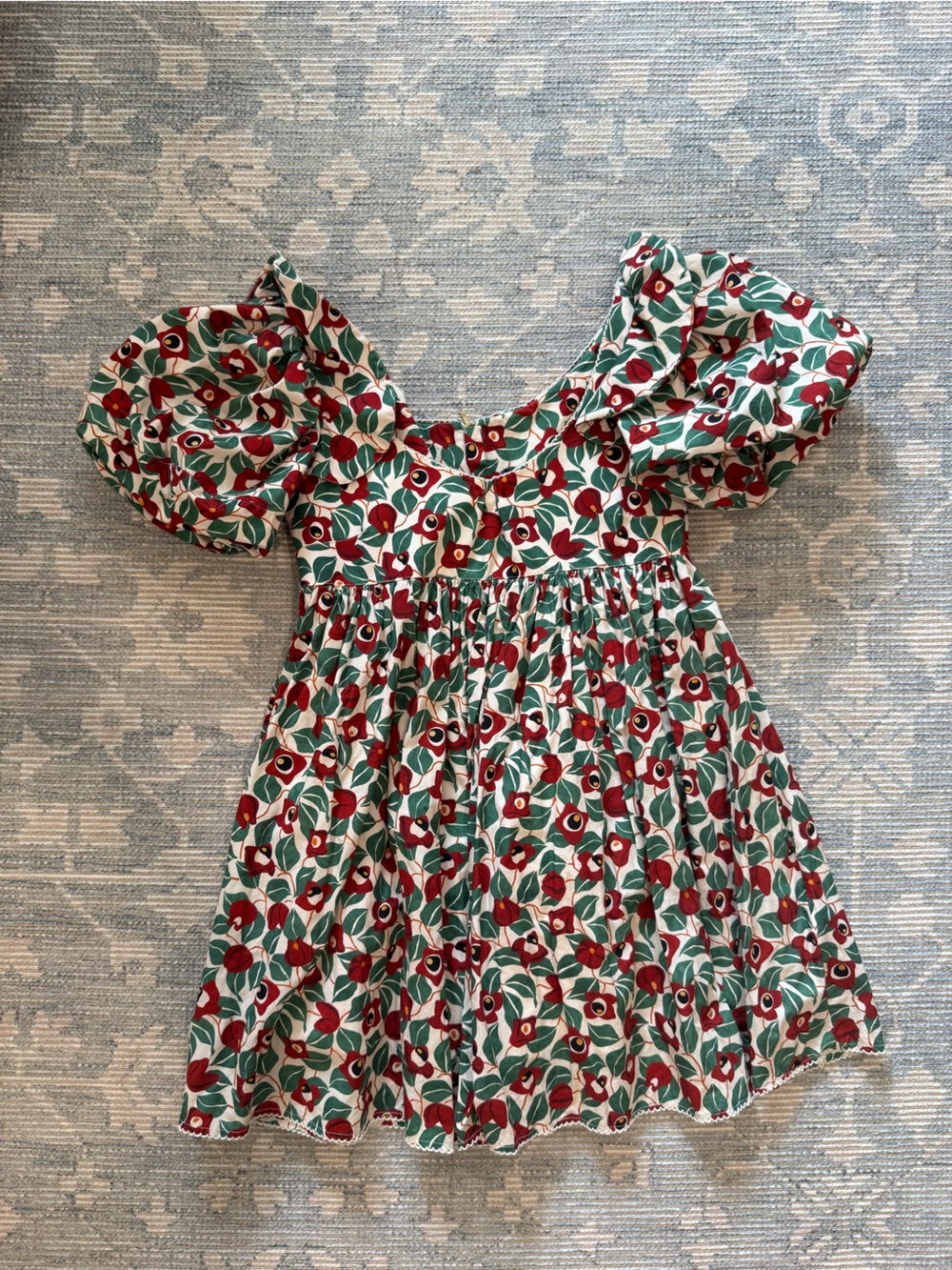 Agua by Agua Bendita Red and Green Floral Mini Dress